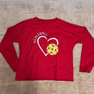 Red Pickleball Heart Crop Shirt
